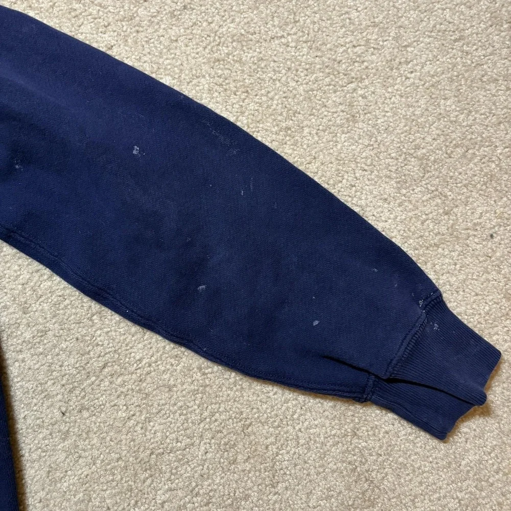 Polo Ralph Lauren Hoodie Sweatshirt Mens Medium Blue Varsity‎ P Logo 1/4 Zip